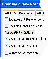 Click on the CREATE REFERENCE Icon again. This time, select the 0Bracket file and click on the OPEN Button. This time, place checks on the Associative Insertion Plane and Associative Position Options.