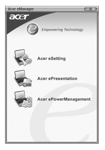 55 System utility EnglishEnglish Acer emanager Acer emanager is an innovative sofware designed for frequently used functions.