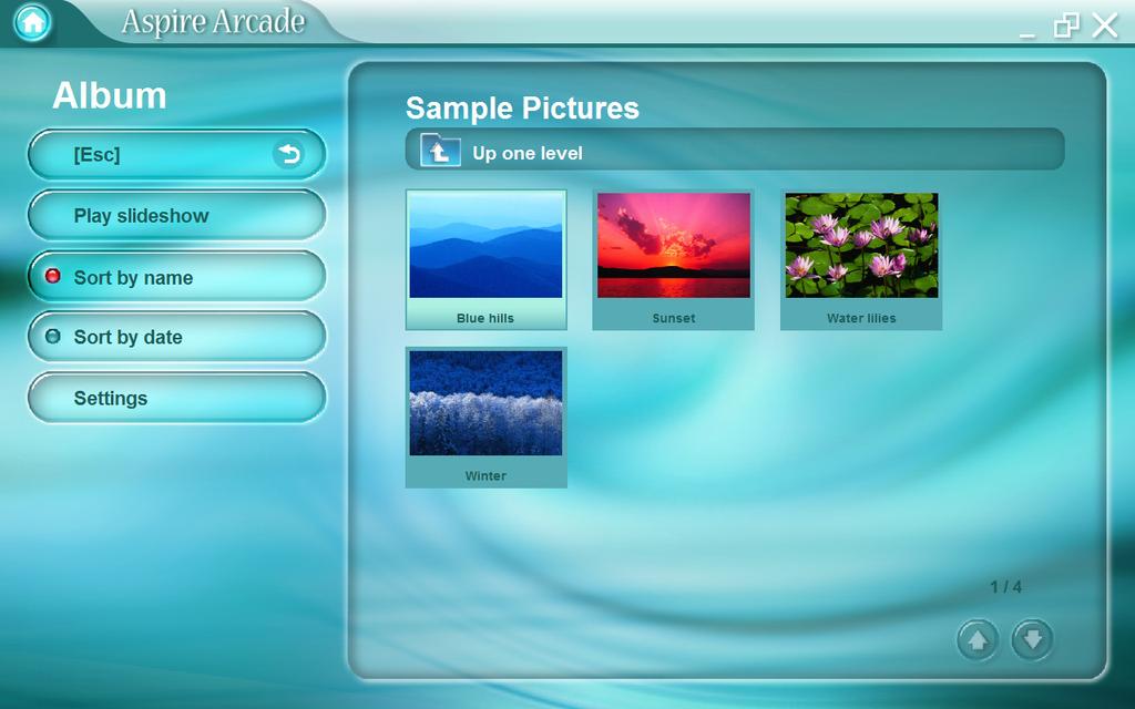 70 Software English To view a slideshow, open the folder containing the pictures you wish to view - then click Play slideshow. The slideshow is played full-screen.