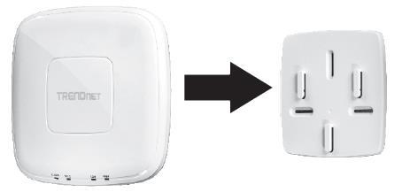 Getting Started For a typical wireless setup at home or office when using the access point in AP mode, please do the following: Mounting device 1. Remove the mount plate from the access point.