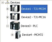 Devices Section 3-2 Motion devices (MCH72, TJ1-MC04 and TJ1-MC16) and host devices (PLC) A device can be renamed (refer to section 3-8).