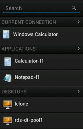 Chapter 4 Using a Microsoft Windows Desktop or Application Figure 4 3. Unity Touch Sidebar for a Remote Application on a Mobile Device Figure 4 4.