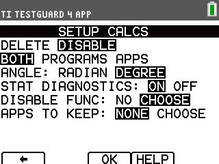 Note: Default options are highlighted. TI-84 Plus C 3. Use the arrow keys to make your selection(s) and then press Í: a) DELETE - ALL, RAM/ARC or APPS - Select Delete to remove files permanently.