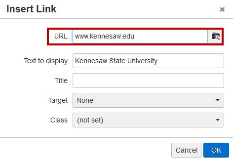 In the webpage you are editing, select the text that you wish to hyperlink (see Figure 58). Figure 58 - Select the text 2.