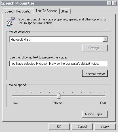 Select the system voice of your preference from the pull-down menu. 5. Adjust and play the speaking rate.