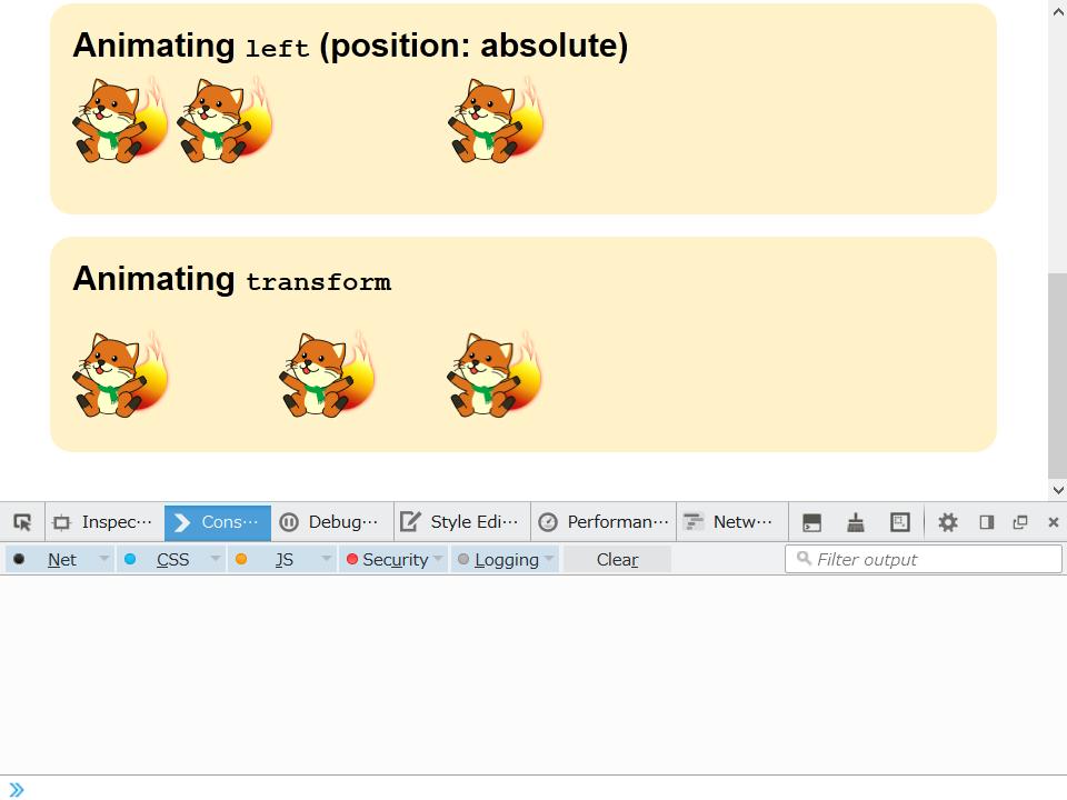 But in Firefox, animating top or