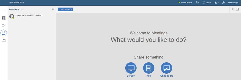 What's NEW in Sametime Meeting 9.0.1:- (Contd..) Improved meeting room theme (browser only): Meetings have a new look: new colors, new icons, and a new banner.