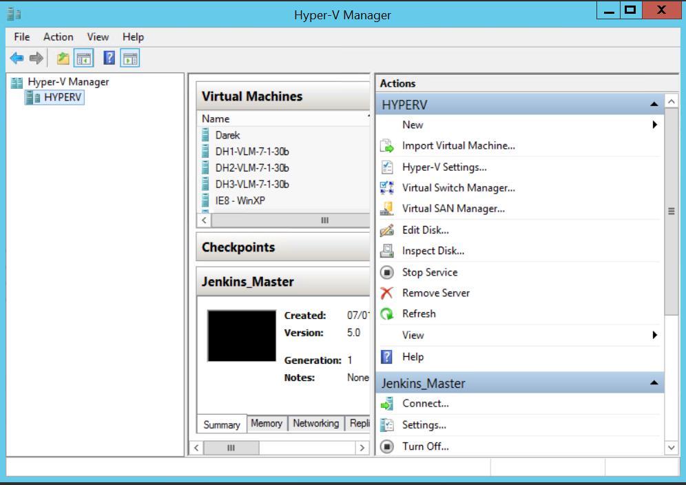 Installing KEMP360 Central using Hyper-V Manager Figure 2-1: Hyper-V Manager 2.