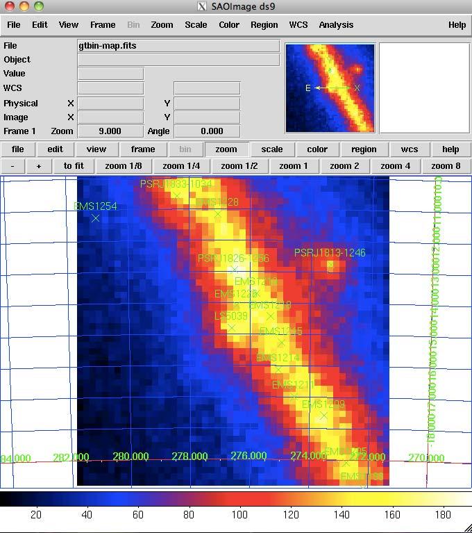 ds9 astronomical imaging and data visualization application supports FITS images and binary tables, multiple frame buffers, region manipulation, and many scale algorithms and colormaps.