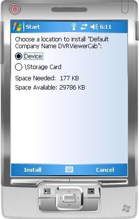 Step 1: The mobile application called Jrviewer.CAB and H264Pocket.CAB need to be installed in your mobile device.