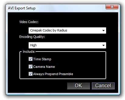 Using the Ocularis Viewer Exporting Figure 7 AVI Export Setup a.
