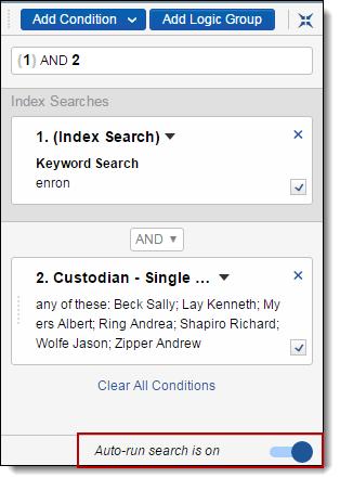 4.3 Creating a search in the search panel To create a search using the search panel: 1. Expand the search panel from the item list by clicking the icon in the upper left corner of your screen. 2.