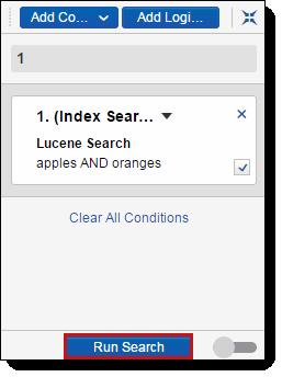 3. Select Lucene Search, and then enter terms in the Search Terms box and click Apply.