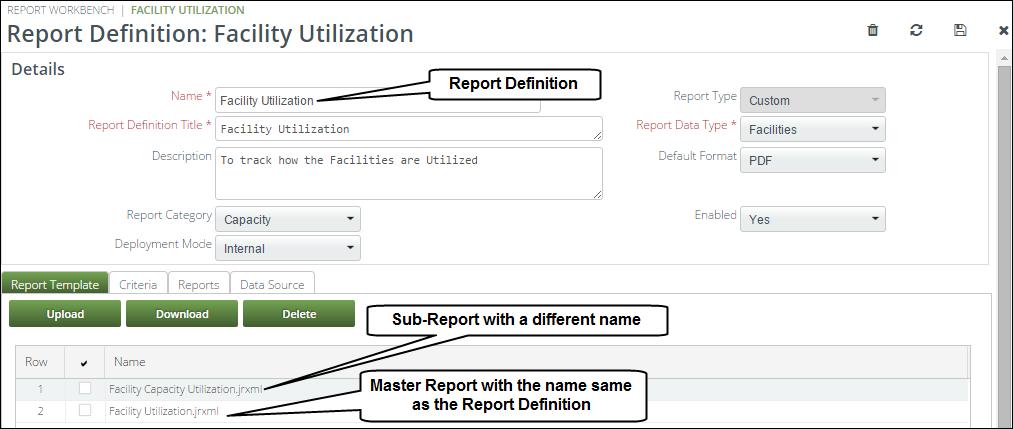 Administration 223 Figure 295. Upload Report Template Screen More than one Report Template can be uploaded in the Report Template tab in order to create master-detail reports or subreports.