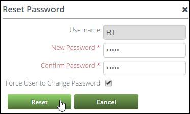Administration 84 Figure 94. Reset Password screen - Force User to Change Password Figure 95.