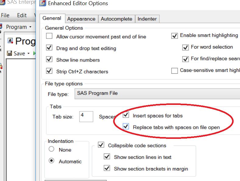 Editor Options The Editor Options form provides two checkboxes which should be selected