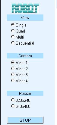 Working in the Video Display Window The Video Display Window allows you to: Choose a display format Choose a camera to view Choose an image size Stop or Start the