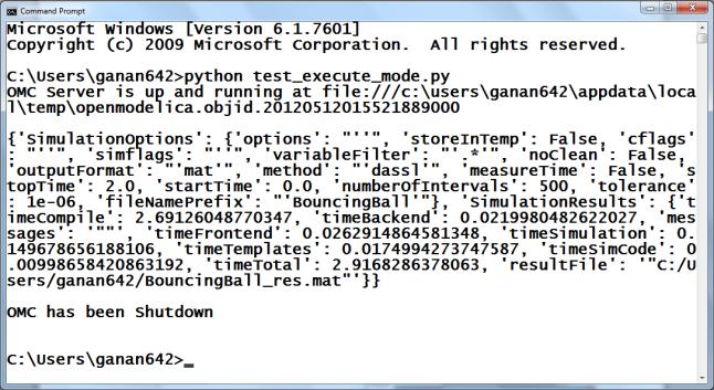 Session 5A: Simulation Tools Figure 3. OMPython executing the Python script shown above.