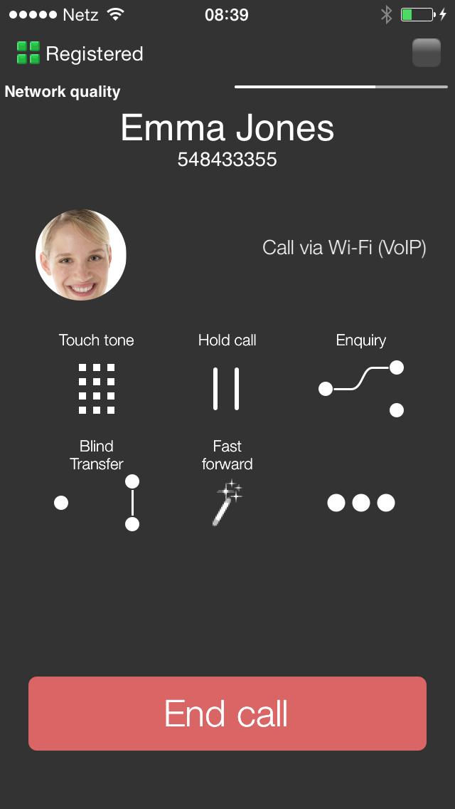 8 Features of the AMC 8.5 In-Call Features If a data channel (Wi-Fi or Packet Data) is available during a call, your AMC will enable the in-call features of your PBX.