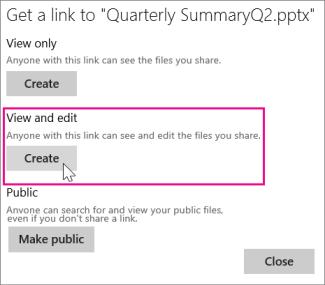 Using Office 365 Share your presentation online As you work on your presentation in OneDrive, you might want to share it so other people