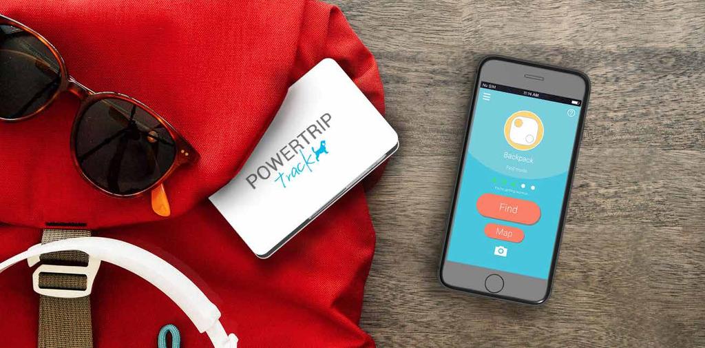 POWERTRIP TRACK Portable Charger & Two-Way Bluetooth Tracker The PowerTrip Track is a triple powered charger for your