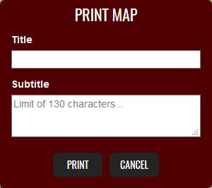 Print The Print tool allows you to create a simple map matching the contents of the map.