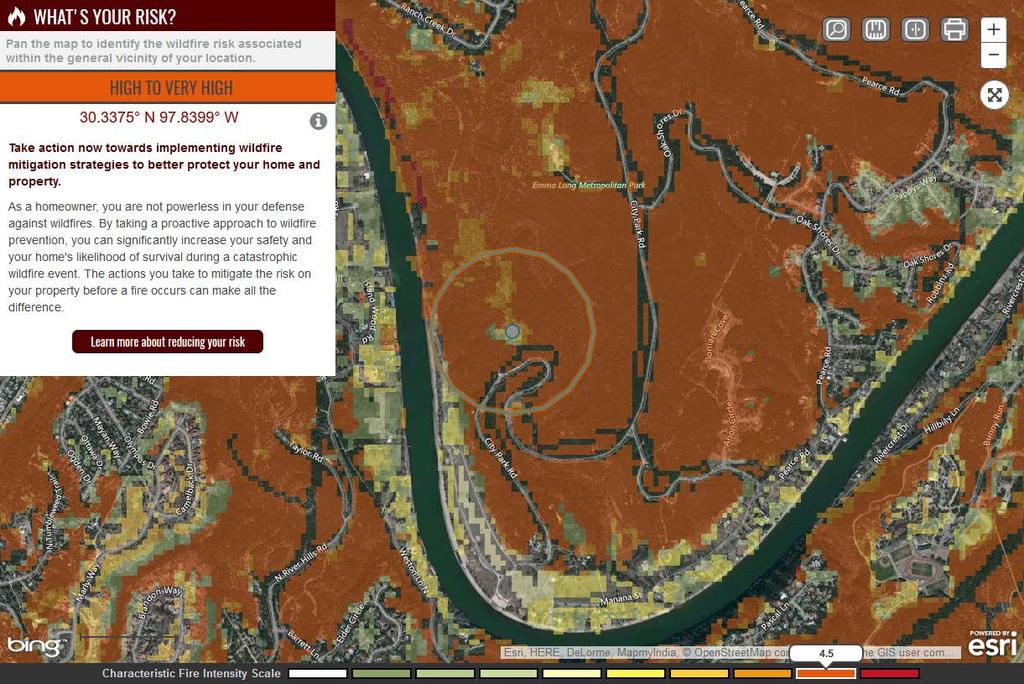 What s Your Risk? The What s Your Risk? tool provides you the capability to select a location on the map and calculate the potential fire intensity for that location.