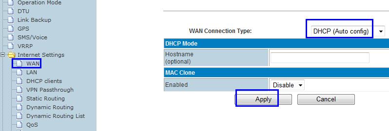 Step 4) if Step 3 choose A, please set WAN as DHCP and click Apply H720 User Manual The H720 gets WAN IP and default gateway from the