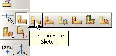 In the toolbox area click on the Partition Face: Sketch icon. b.