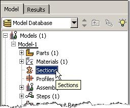 7. Double click on the Sections node in the model tree a.
