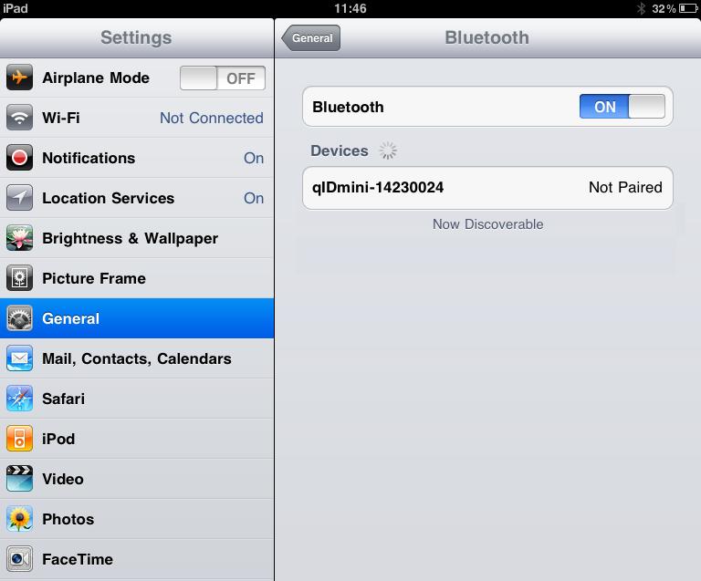 ios devices Bluetooth Communication Setup 1. On your ios device, go to Setting and enable the Bluetooth: 2.