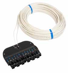 The 24-fiber microcable is a plenum rated dual zip-cable containing reduced bend radius 250 micron fiber in a loose tube design.