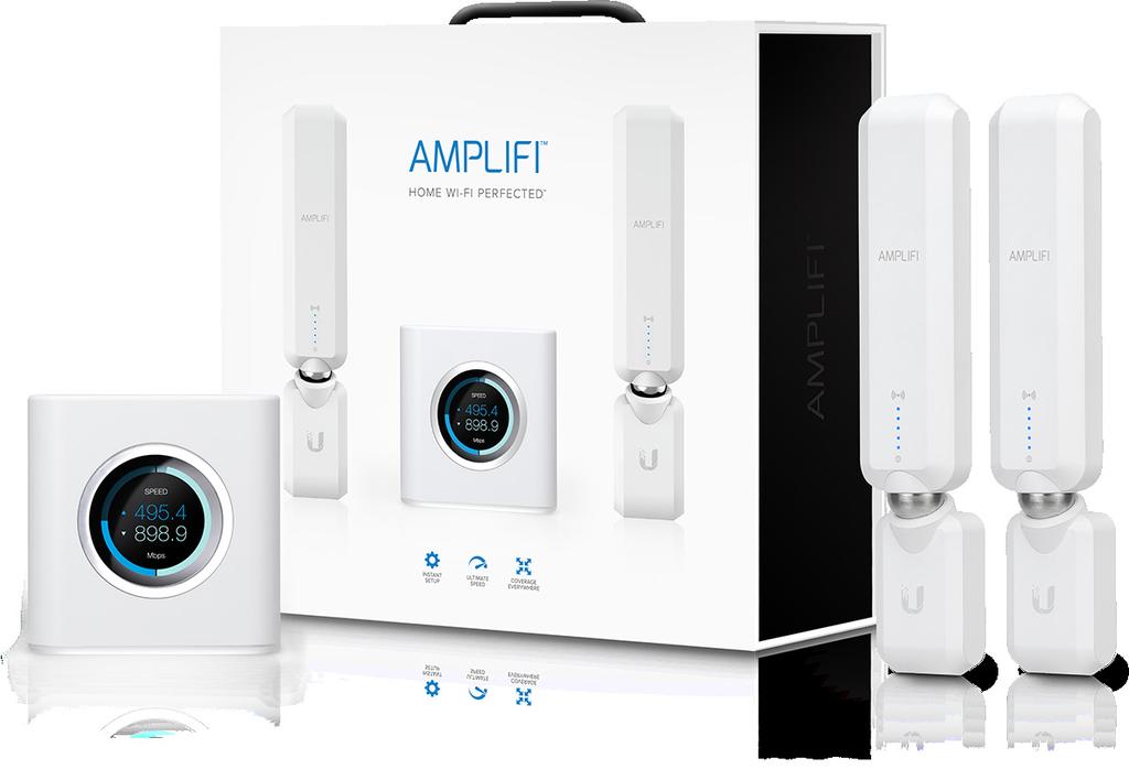 The AmpliFi Home Wi-Fi System includes a Router and two Mesh Points for Wi-Fi coverage throughout your home.