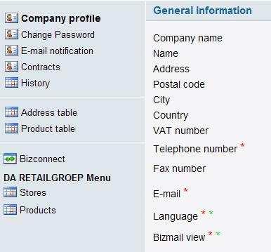 CertiONE Level 1 - Bizmail Carrefour e-invoice 25 When you click on the address table a new screen opens and you can fill in your company details for each buyer