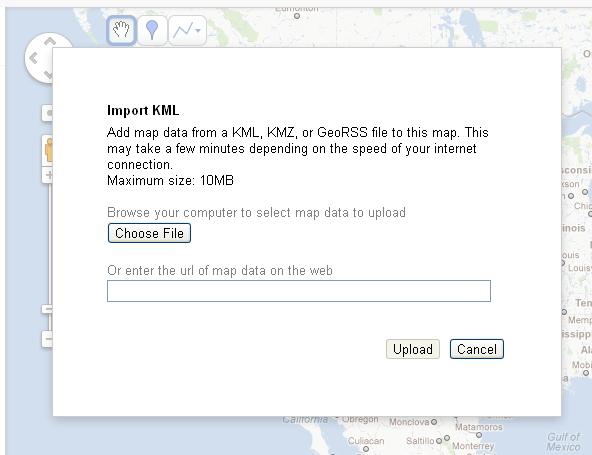 server using "Import KML" function.