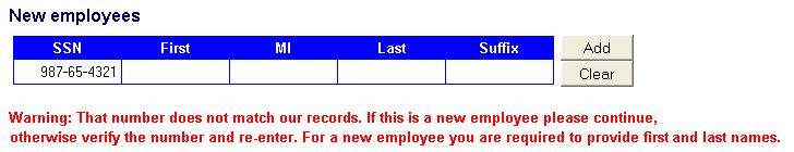 Adding a New Employee If a participant does not appear on the list, you may add the participant in the New Employee section on this page.