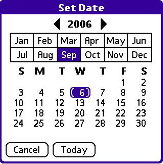 3. In the Date & Time screen, tap the Set Date field. The Set Date screen appears. 4. Tap the arrows at the top of the Set Date screen to select the current year. 5.