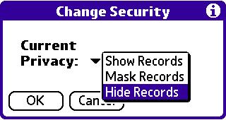 Performing Common Tasks: Making Records Private To hide private records: 1. Do one of the following: Tap the Applications Launcher icon; then tap Security.