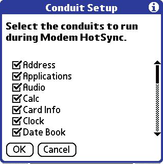 HotSync Operations: Via a Modem If the phone line you re using for the handheld has Call Waiting, select the Disable call waiting check box to avoid an interruption during the modem HotSync operation.