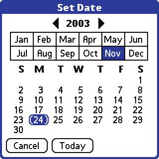 Tap the month; then tap the current date. The screen closes and the date you selected displays. To set the time: 1.