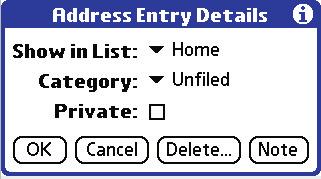Address Book Editing Address Book Entries You can change the type of information that appears in the Address List screen, categorize an entry, and hide an entry for security reasons.