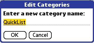 Select any of the following options: To create a new category, tap New, and enter a new name in the text input area. Tap OK.