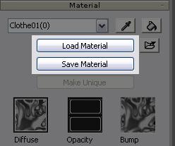 L O A D A N D S A V E M A T E R I A L S Material settings and textures can both be saved as a material file, and loaded back into the meshes in