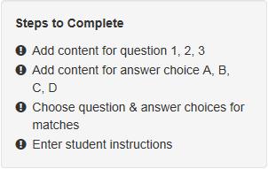 Steps to Complete must be finished in order to complete and schedule the test.