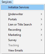 Click on Initialize Services. The Services dialog box will be displayed.
