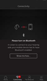 Bluetooth off Bluetooth must always be on to use the app with the