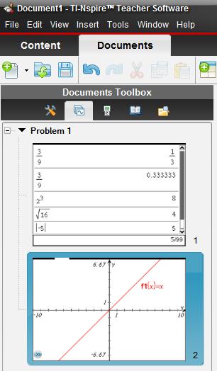 The Page Sorter view allows you to view thumbnail images of all pages in the current TI-Nspire document.