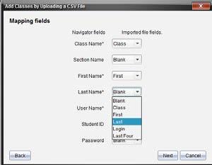 fields in the Add Classes by Uploading a CSV File dialog box. 5.