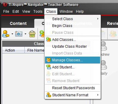 A-15 Tip Sheet: Manage Classes TI-Nspire Navigator Objective Manage classes using the TI-Nspire Navigator System.