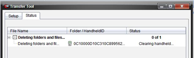 Check the box to select Delete all files and folders before transfer. If desired, add files to send to the handheld using the steps above.
